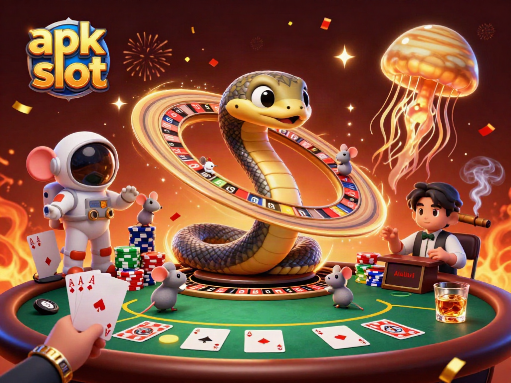 Engage with apk slot action as astronaut mice bet on Saturn's roulette rings amidst colorful casino chaos.