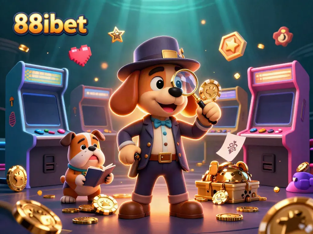 Engage with 88ibet's dynamic gambling scene featuring detective characters uncovering casino treasure.